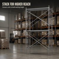 Échafaudage à cadre en échelle avec plateforme en acier à croisillons en X, tour d'échafaudage empilable pour accès, pour la construction intérieure et extérieure