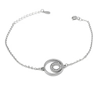 KAAN JEWELRY Einfaches Kreis-Armband aus 925 Silber mit Rhodium-Beschichtung und Zirkonia - Trendiges Geschenk für Partys, Frauen, Tägliches Tragen