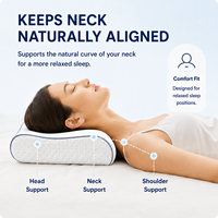 Bantal Leher Cradle Curve dengan Sarung Pendingin, Inti Busa Memori Slow Rebound, Penyangga Tidur Ergonomis Bentuk B untuk Penggunaan di Kamar Tidur