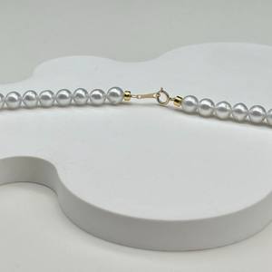 Collar de Perlas Akoya Naturales de Agua Dulce al por Mayor, Oro de 18K, Perlas de 5-6mm en Blanco Frío Aurora con Varios Colores Lino - Product Image 4