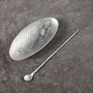 Cuchara de té de estaño hecha a mano, forma ovalada, para ceremonia del té Kung Fu, accesorio para el té - Product Image 1