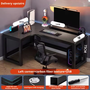<span class=keywords><strong>Mesa</strong></span> de Juego Multifuncional en Forma de L Equipada con Organizadores para Salas de Juego y Oficinas en Casa, Color Negro - Product Image 6