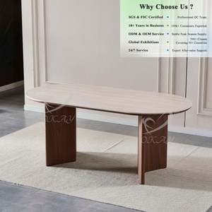 Mesa de Comedor Ovalada de Cerámica con Superficie Curva Suave, Nueva Llegada, OEM ODM, Color de Madera Personalizado, Uso Comercial, Estilo Minimalista, MDF - Product Image 1
