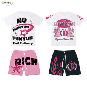 <span class=keywords><strong>Tuta</strong></span> da jogging con logo Y2k con ricamo personalizzato in fabbrica <span class=keywords><strong>tuta</strong></span> sportiva con Set di <span class=keywords><strong>pantaloncini</strong></span> <span class=keywords><strong>pantaloncini</strong></span> da ginnastica 2 pezzi T-Shirt e Shorts da uomo - Product Image 1
