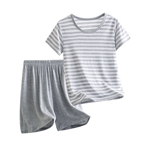 Ensemble d'été pour frères et sœurs, vêtements pour enfants en modal, ensemble de shorts rayés, ensemble de vêtements pour jumeaux, garçons et filles - Product Image 5
