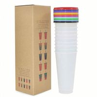 Gobelet réutilisable en plastique écologique de 24 oz avec couvercle, changeant de couleur selon la température, idéal pour les fêtes, personnalisable avec logo et couleur.