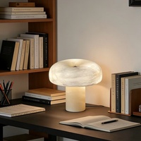 Lampe de table moderne personnalisée en marbre, forme champignon, avec abat-jour en marbre, lumière blanche neutre, garantie 3 ans pour la maison/le studio
