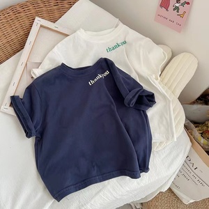 T-shirt ample pour enfants en coton 100% avec imprimé lettres, nouvelle collection été 2022 - Product Image 1