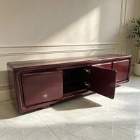 Buffet en contreplaqué laqué brillant avec console basse incurvée peinte, 4 portes, meuble de rangement pour salon