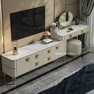 Table de toilette de luxe avec tiroirs, meubles de chambre à coucher, meuble TV avec rangement et combinaison table de toilette - Product Image 2