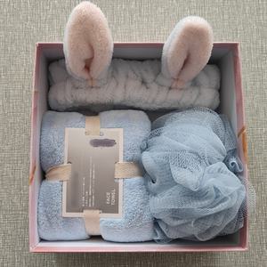 Serviette absorbante douce en molleton de corail 3 en 1 Coffret cadeau de luxe avec <span class=keywords><strong>boule</strong></span> de douche et bandeau pour le visage Coffret cadeau pour articles ménagers - Product Image 6