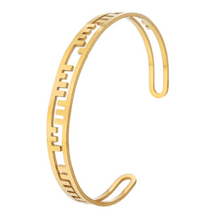 Brazalete Geométrico de Acero Inoxidable Chapado en Oro para Regalo, Joyería para Mujer, Primavera 2025 - Product Image 5