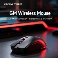 WOOKING Mouse Nirkabel Dual Mode 2.4G Terlaris RGB 400mAh Isi Ulang Optik Bentuk Pistol Ergonomis Tersedia