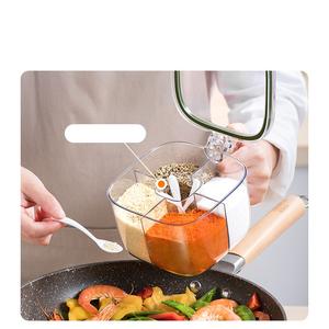 Ensemble de pots à sel et à épices haut de gamme pour cuisine domestique, avec compartiments multiples, quatre-en-un, support à épices moderne et luxueux - Product Image 3