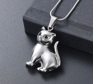 Perhiasan Kremasi Perak/Rose Gold untuk Tempat Abu Hewan Peliharaan Liontin Kucing Cantik Kalung Guci Liontin Peringatan untuk Wanita/Pria - Product Image 2