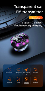 Transmetteur FM BT 5.3 pour voiture FM LED Radio lecteur de musique adaptateur de voiture QC3.0 & Type-C PD 18W avec appel mains libres chargeur de voiture - Product Image 5