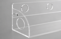 Étagère murale en acrylique transparent avec ouvertures circulaires et rebord inférieur pour salon, boutique et galerie