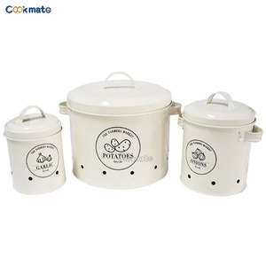 3Pcs/Set Fresh Garlic Onion Potato Storage Box Fruit Pot Storage Box with 2 Handles Kitchen Food Container Buckets Organizer