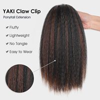 Extensions de cheveux synthétiques en soie haute température, bouclées crépues, effet yaki africain, avec pince à griffes, pour queue de cheval, effet poils de maïs, volumineuses, pour femmes