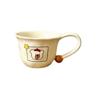 Taza de Cerámica Estilo Crema con Diseño de Osito de Dibujos Animados, <span class=keywords><strong>Linda</strong></span> y Relajante, Sin Tapa, para Oficina y Hogar - Product Image 5