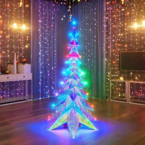 LED אשליה עץ חג המולד PVC חיצוני קניון דשא קישוט חג קישוט עונת חג קישוטי אורות חג המולד 125 ס""מ