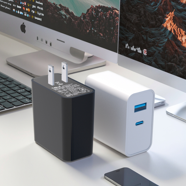 65W GaN Fast Charger Type C USB a Ports Simtaneous 65W 18W PD Charging FCC Certified for Laptops Phones