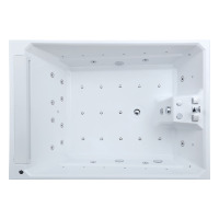 Baignoire de massage moderne en acrylique autoportante pour 2 personnes, 1,8 mètre, 30 buses, luxueuse, pour salle de bain de villa adulte, avec bulles et lumière LED