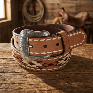 Men's European Style Solid Vintage Cow Hide Leather Square Steel Eco-Friendly Waterproof Customizable Casual Hot Selling Belt - Product Image 1