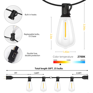 Ngoài trời Festoon LED năng lượng mặt trời chuỗi đèn IP67 shatterproof PVC <span class=keywords><strong>Globe</strong></span> st38 25/50/100ft với dây đồng cho đám cưới trang trí nội thất vườn - Product Image 4