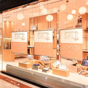 نظام عرض بقضبان قابلة للطي شفافة بيضاء وسوداء لتعليق اللافتات في السقف بالسوبر ماركت - Product Image 4