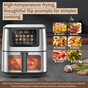 Nouveau modèle 2025 – Four friteuse à air 8L à commande tactile avec fenêtre de cuisson visible, cuve unique, 1800W, écran LED, grande friteuse à air et grille-pain - Product Image 5