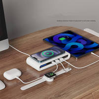 Stasiun Pengisian Daya Nirkabel 3 in 1 15W dengan Pengisian Cepat, Port USB Tipe C 2, dan Dock Pengisian Daya Desktop untuk Ponsel