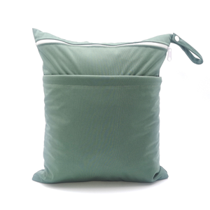 Bonbons couleur 2 fermeture éclair sac humide lavable imperméable couche humide sac de rangement de voyage 30x36 CM couleur unie Polyester poignée sac - Product Image 3