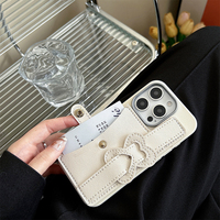 Étui Antichoc de Protection en Cuir PU avec Dragonne et Porte-Cartes en Silicone TPU pour Téléphone Mobile iPhone 16 15 14 13 12 17