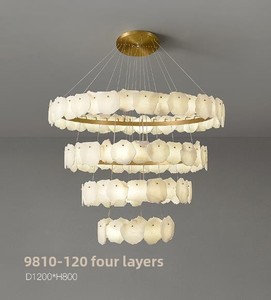 Lámpara de Mármol y Cobre de Alta Gama para Loft, Apartamento, Mezzanine, Lámpara de Araña Grande para Sala de Estar con Techo Alto, Base E26 HM-YL- - Product Image 6