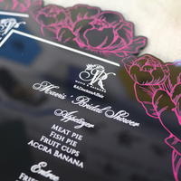 Tarjetas de Menú de Acrílico Negro con Impresión UV para Bodas