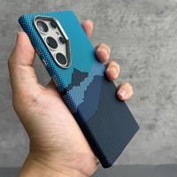   Casing Magnetik Plastik Tekstur Serat Karbon untuk Samsung S25 S24 S23 Ultra Plus Pelindung Lensa Alloy Armor