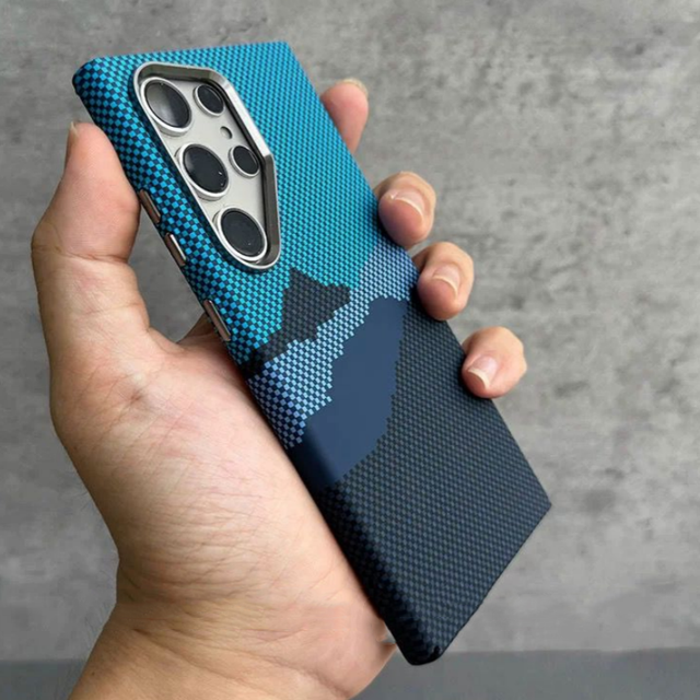 CHAOYIDIAN Carbon Fiber Texture Plastic Magnetic Case for Samsung S25 S24 S23 Ultra Plus Armor Alloy Lens Protect Cover