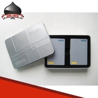 Boîte à cartes à jouer en métal écologique et durable, design personnalisé, pour 2 paquets doubles de cartes à jouer en plastique - Cadeau familial