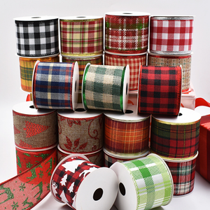 OKAY personnalisé 6.3cm noël ecosse Tartan Plaid Buffalo décoratif filaire bord ruban pour emballage cadeau bricolage décoration - Product Image 2