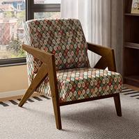 Fauteuil simple en bois massif de style nordique Richard, fauteuil vintage pour séjour, balcon, café