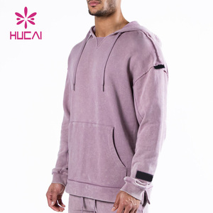 Vente en gros de nouveaux vêtements de fitness personnalisés avec logo double épaisseur sweats à capuche pour hommes en polaire éponge française délavée - Product Image 1