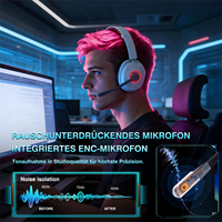 Casque de jeu sans fil RGB avec micro ENC, tri-mode BT5.3/2.4G/3.5mm, double connexion pour PS5 PS4 Switch PC Mac
