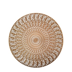 BOEN تصميم رقائق الذهب المنسوجة جولة المفارش المعدنية مجموعة الحصير الديكور الجدول والوسادات - Product Image 6