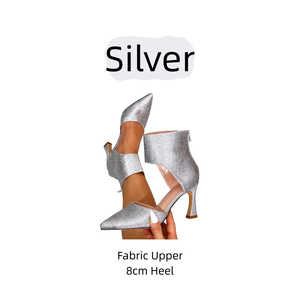 <span class=keywords><strong>Sandali</strong></span> Estivi <span class=keywords><strong>da</strong></span> Donna con Tacco Alto Quadrato 8cm, in Tessuto <span class=keywords><strong>Argento</strong></span> con Strass, <span class=keywords><strong>Comodi</strong></span>, a Punta, con Cerniera, Taglie Forti - Product Image 4