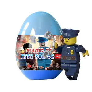 Super September 26G Imaginative Cool Police Figures Block Surprise Egg Toy