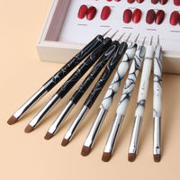 Pinceau à ongles en gel acrylique français YIHUALE 2 voies noir/blanc marbré avec outil de pointillage pour la manucure professionnelle et la création d'art sur les ongles