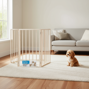 Cancelletto Pieghevole per Cani in Legno di Pioppo Bianco, Recinto per Animali Domestici da Interno, Stile Moderno Rettangolare - Product Image 2