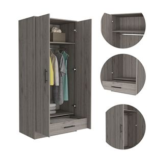 Armoire portable rectangulaire Conway gris clair, élégante et mobile - Product Image 3