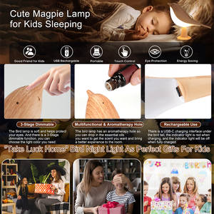 Modern Orta Boy Sevimli Kuş Masa Lambası Dokunmatik Kablosuz Başucu Lambası 3 Yollu Kısılabilir DC USB Şarj Edilebilir Komodin Lambası Yatak Odası İçin - Product Image 2